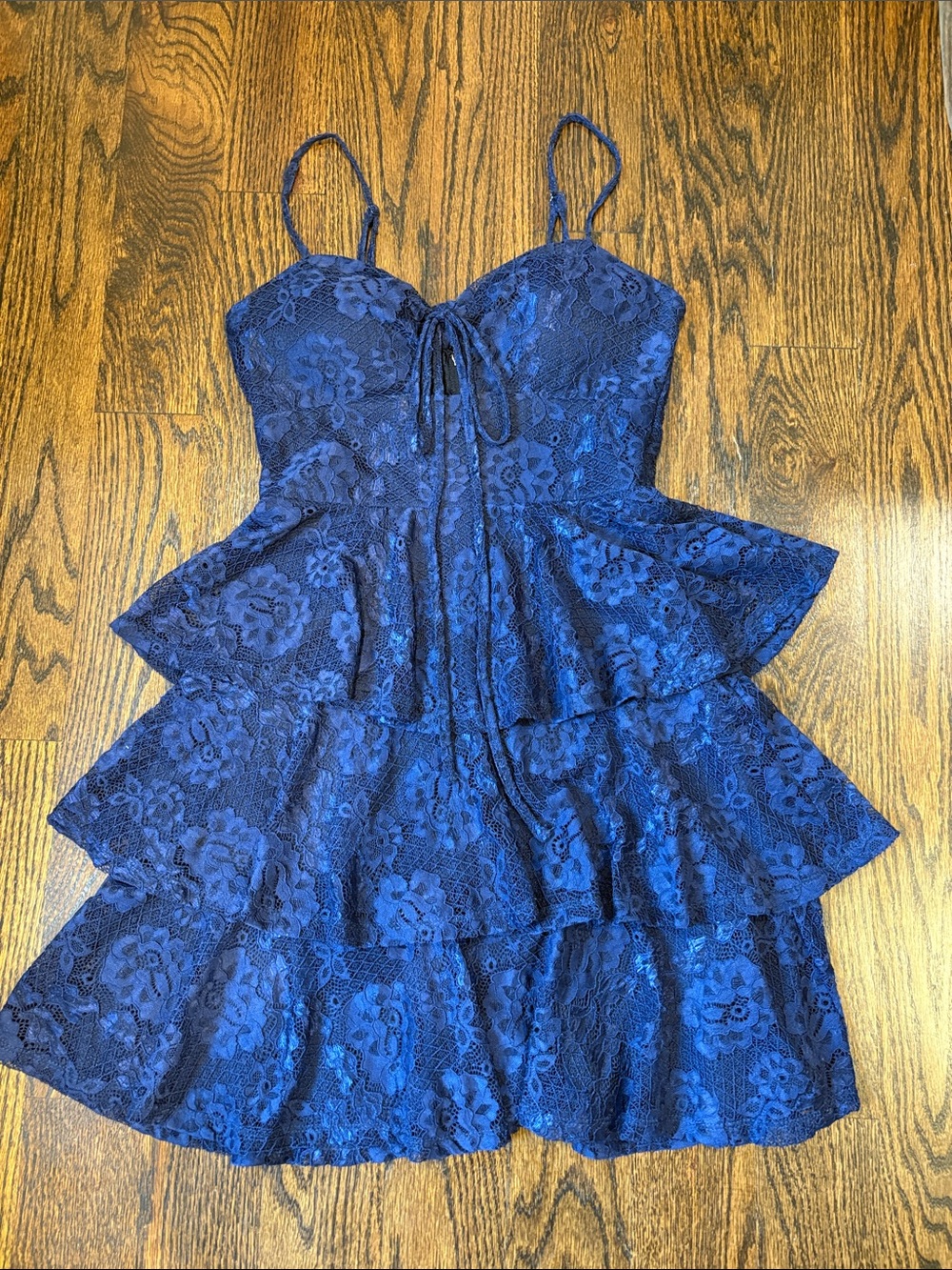 City Studio Navy Blue Lace Mini Dress Junior size 1